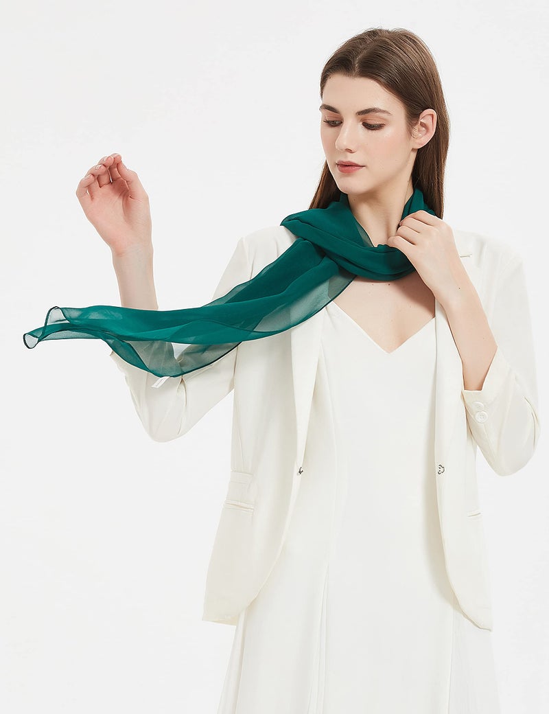 PANTONIGHT Long Chiffon Sheer Scarf For womens (712 green) - Image 4
